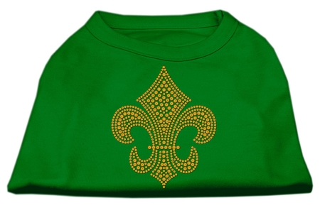 Gold Fleur de Lis Rhinestone Shirts Emerald Green Med